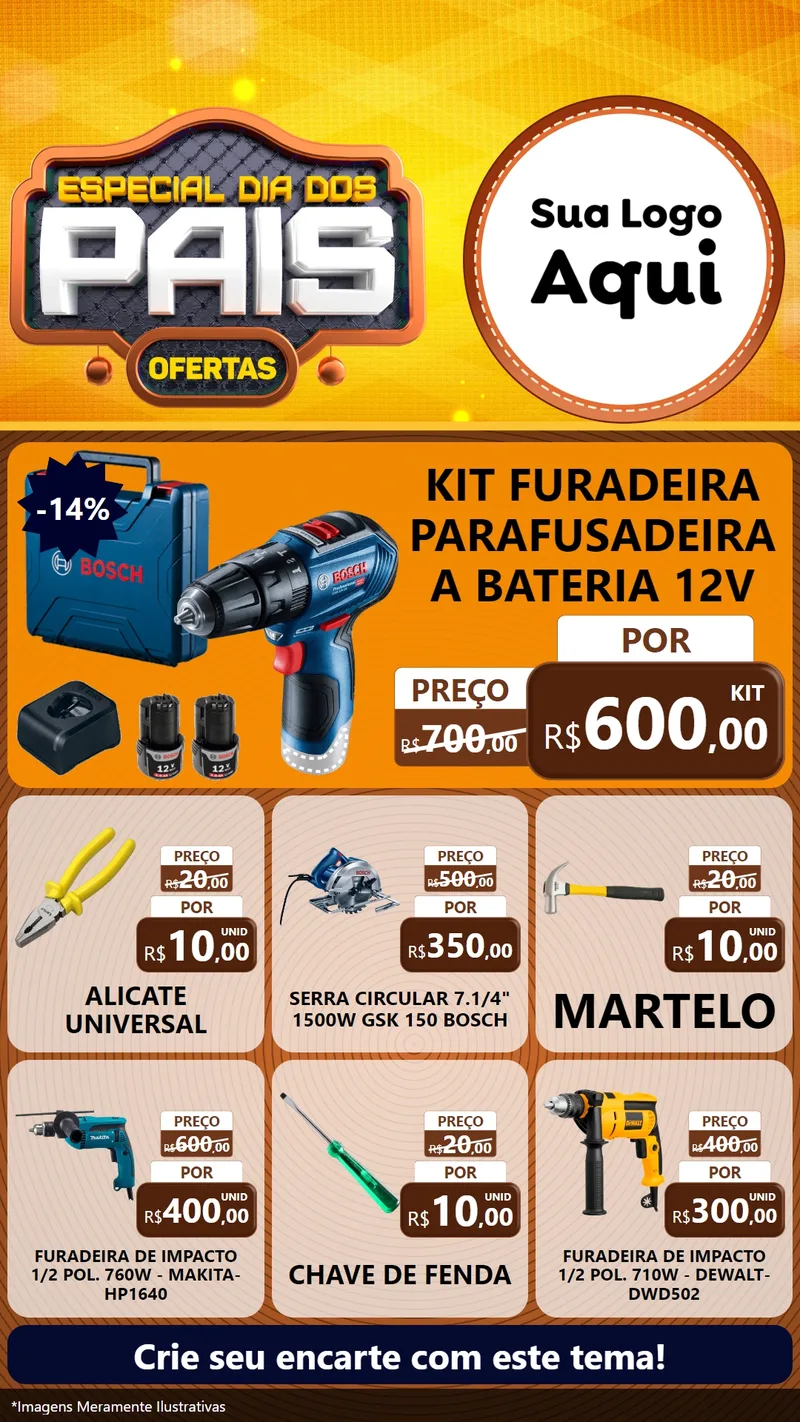 Modelo de Rede Social para Stories com o tema Especial Dia dos Pais para Maquinas e Ferramentas