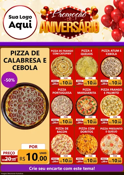 Modelo de Encarte para Encarte A4 Vertical com o tema Promoção de Aniversário para Pizzaria