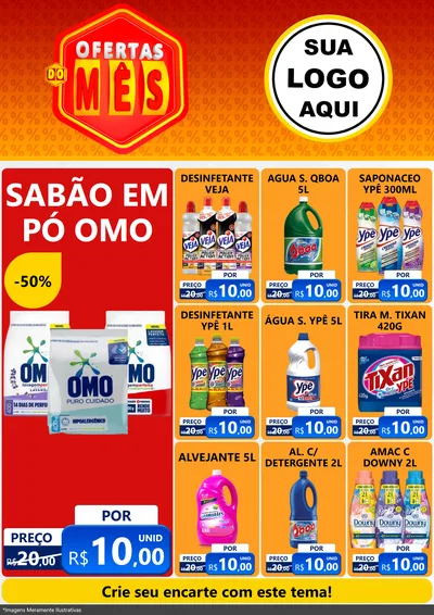 Modelo de Encarte para Encarte A4 Vertical com o tema Ofertas do Mês para Produtos de Limpeza