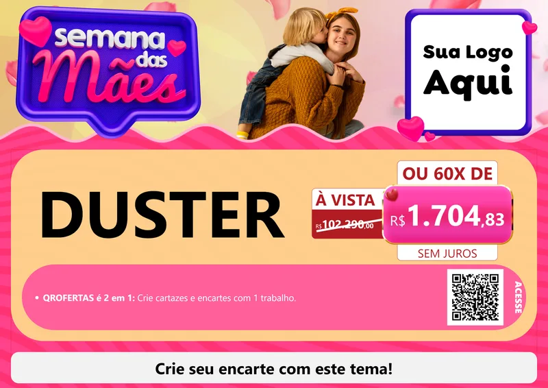 Modelo de Cartaz para Cartaz A4 Horizontal com o tema Semana das Mães para Concessionaria de Carros