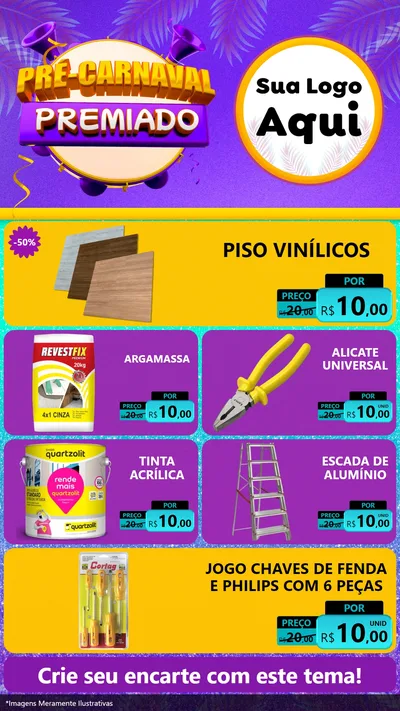 Modelo de TV para TV Vertical com o tema Pré-Carnaval Premiado para Material para Construção