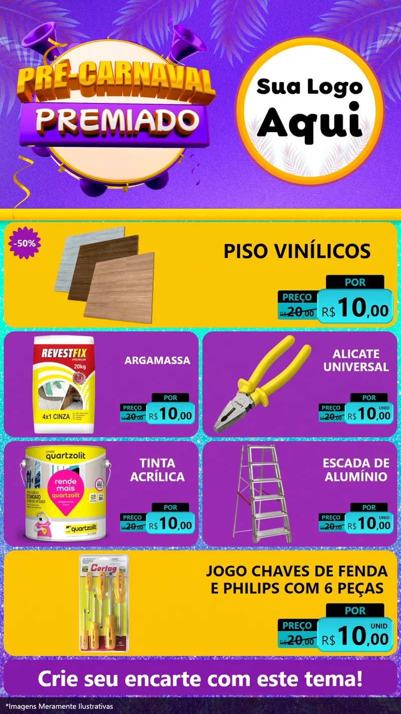 Modelo de TV para TV Vertical com o tema Pré-Carnaval Premiado para Material para Construção