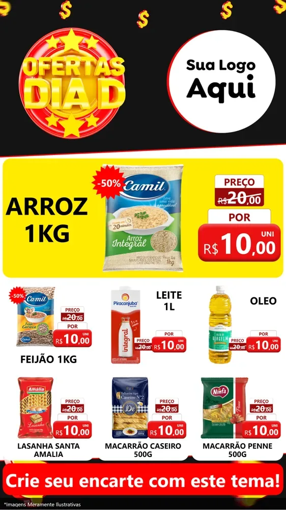 Modelo de Rede Social para Stories com o tema Dia D para Supermercado