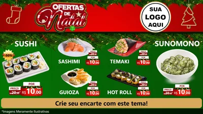 Modelo de TV para TV Horizontal com o tema Ofertas de Natal para Comida japonesa