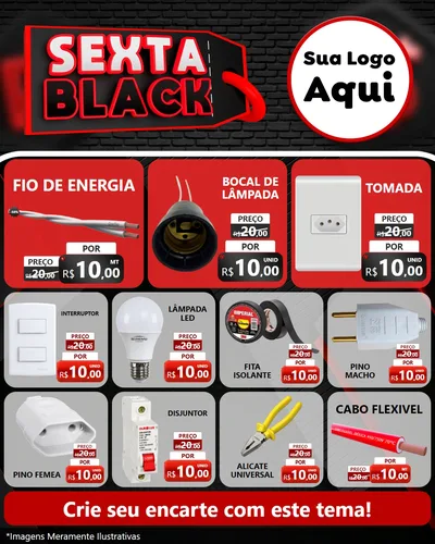 Modelo de Rede Social para Feed Instagram com o tema Sexta Black para Materiais Elétricos