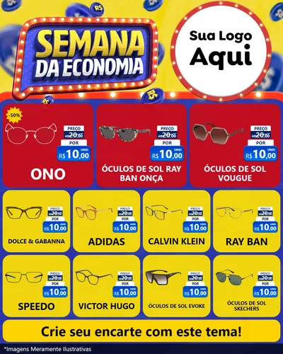 Modelo de Rede Social para Feed Instagram com o tema Semana da Economia para Óticas