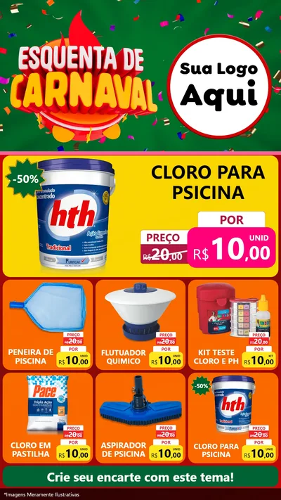 Modelo de Rede Social para Stories com o tema Esquenta de Carnaval para Produtos para Piscina