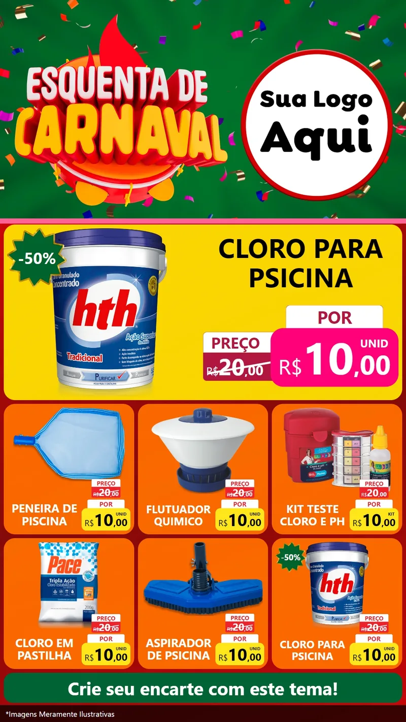 Modelo de Rede Social para Stories com o tema Esquenta de Carnaval para Produtos para Piscina