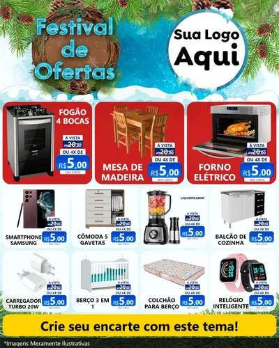 Modelo de Rede Social para Feed Instagram com o tema Festival de Ofertas - Inverno para Móveis e Eletro