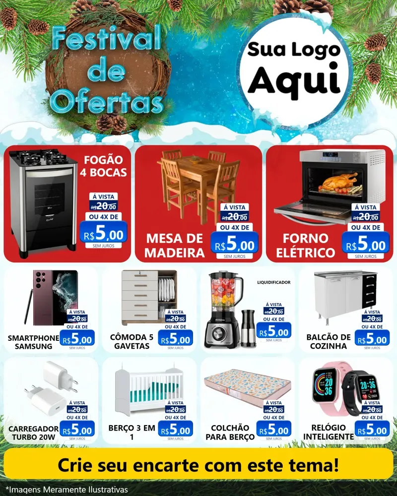 Modelo de Rede Social para Feed Instagram com o tema Festival de Ofertas - Inverno para Móveis e Eletro