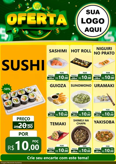 Modelo de Encarte para Encarte A4 Vertical com o tema Oferta para Comida japonesa