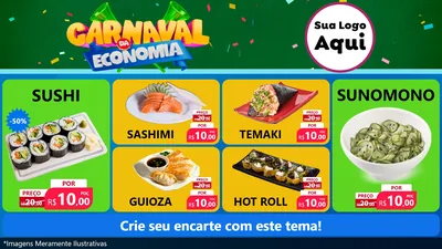 Modelo de TV para TV Horizontal com o tema Carnaval da Economia para Comida japonesa