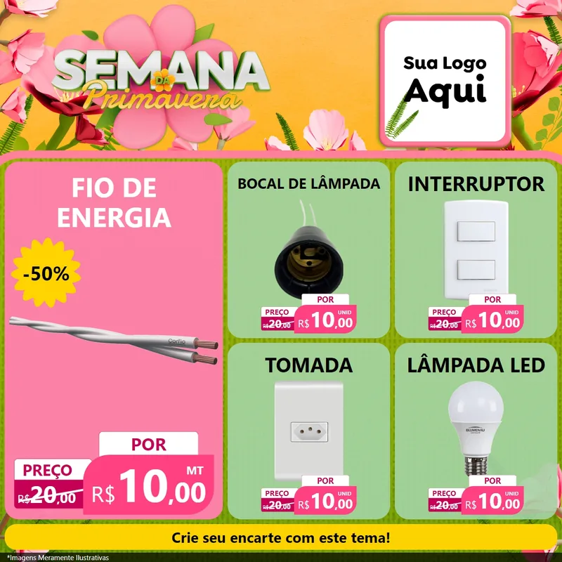 Modelo de Rede Social para Feed Facebook com o tema Semana da Primavera para Materiais Elétricos
