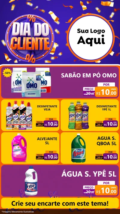 Modelo de TV para TV Vertical com o tema Dia do Cliente para Produtos de Limpeza