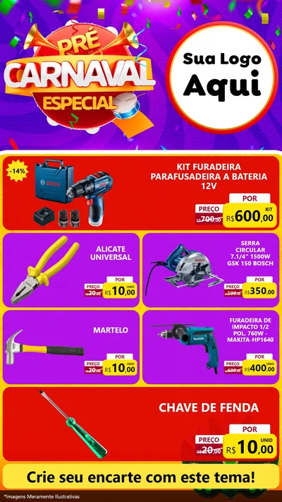 Modelo de TV para TV Vertical com o tema Pré-Carnaval Especial para Maquinas e Ferramentas
