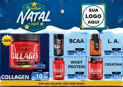 Modelo de Encarte para Encarte A4 Horizontal com o tema O Melhor Natal É Aqui! para Suplementos alimentares