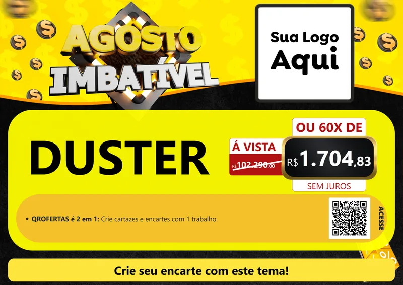 Modelo de Cartaz para Cartaz A4 Horizontal com o tema Agosto Imbatível para Concessionaria de Carros