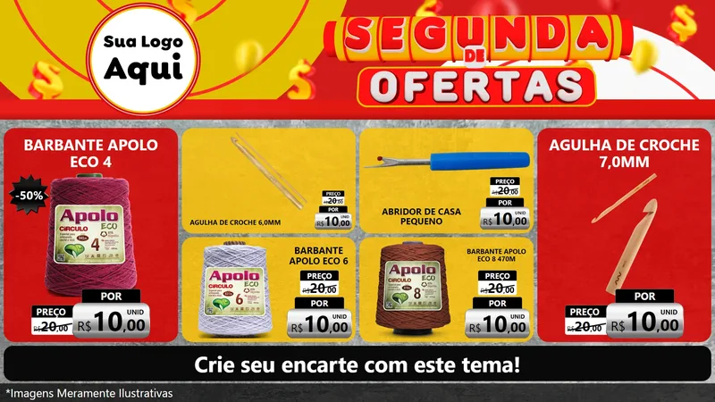 Modelo de TV para TV Horizontal com o tema Segunda de Ofertas para Armarinho e Aviamentos