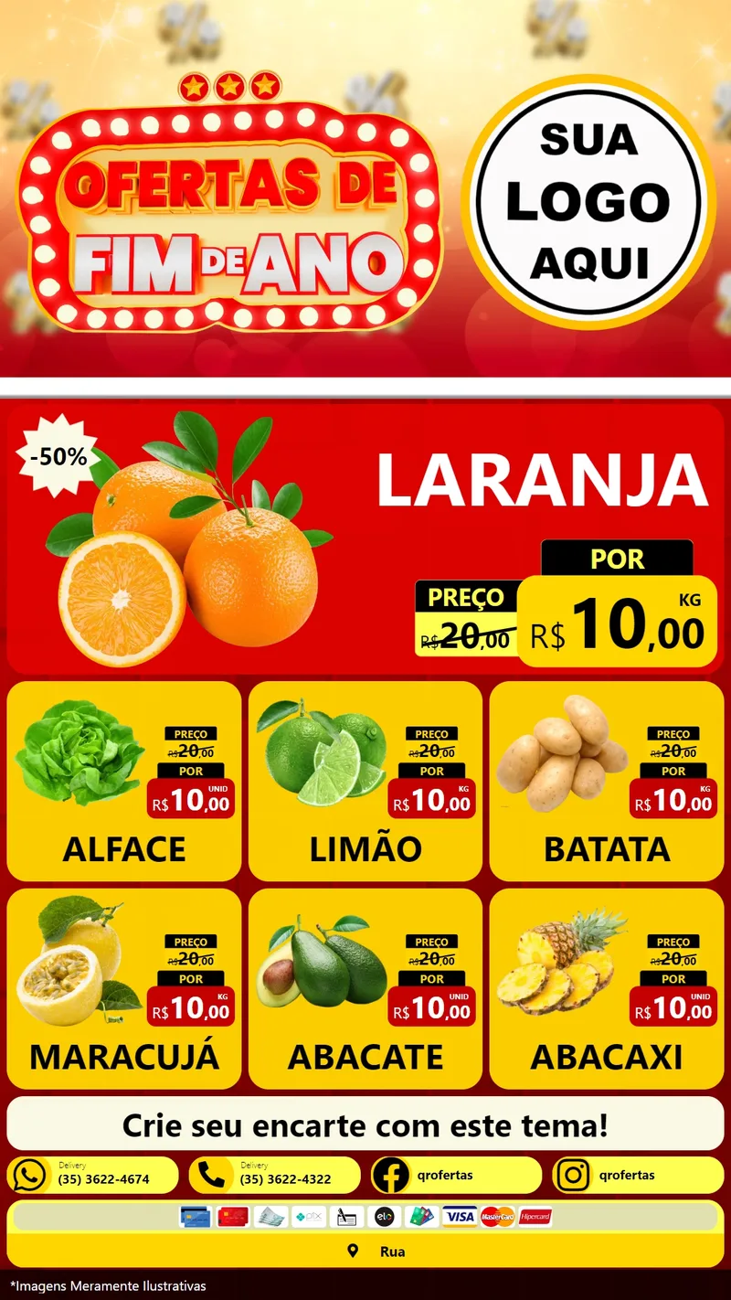 Modelo de Rede Social para Stories com o tema Ofertas de Fim de Ano para Hortifrúti