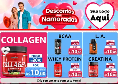 Modelo de Encarte para Encarte A4 Horizontal com o tema Descontos dos Namorados para Suplementos alimentares