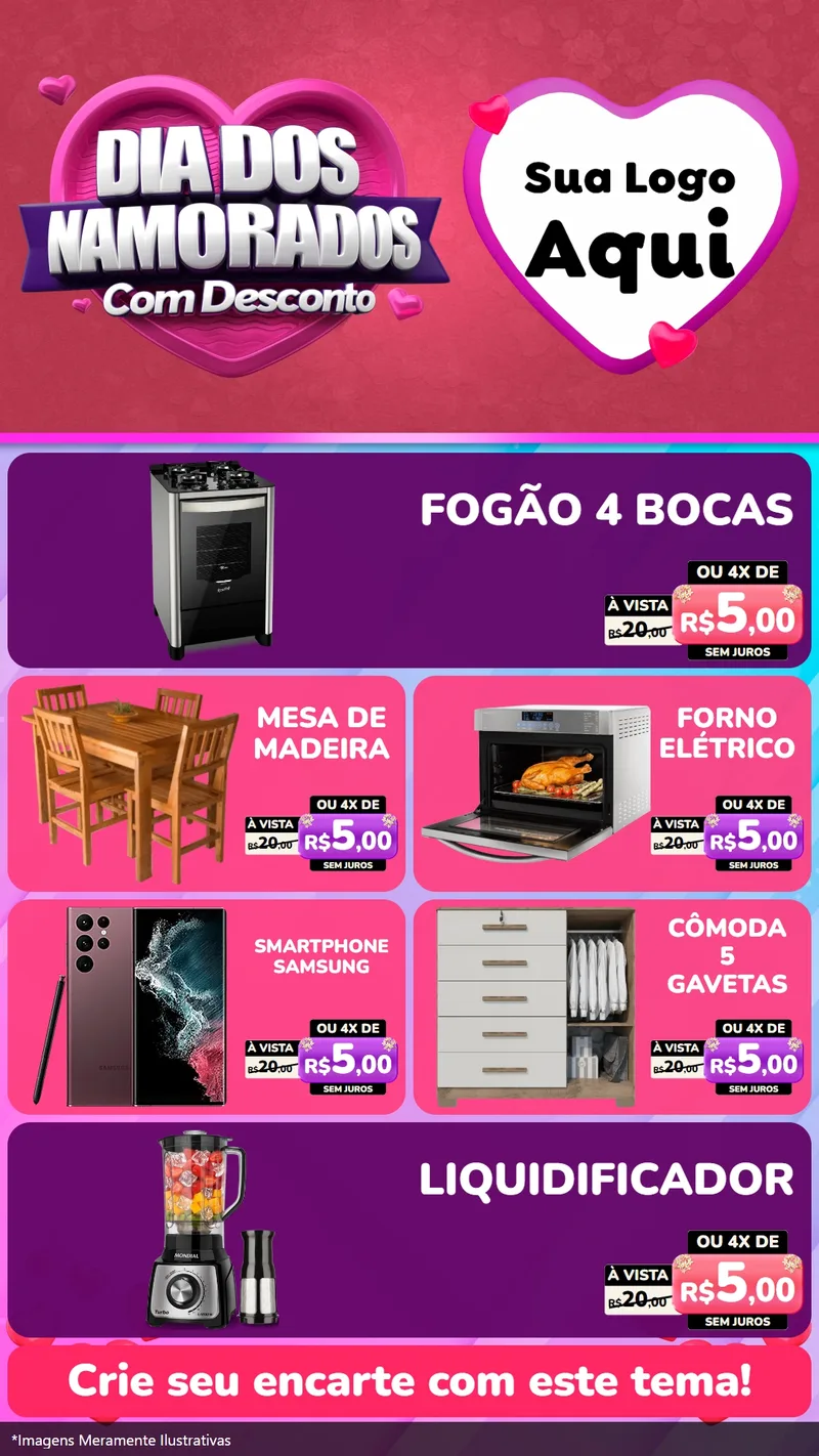 Modelo de TV para TV Vertical com o tema Dia Dos Namorados Com Desconto para Móveis e Eletro