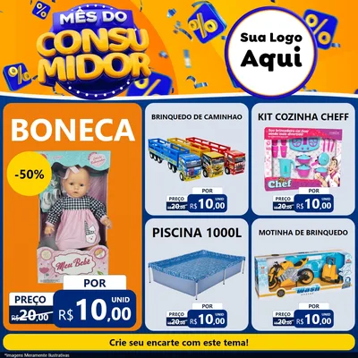 Modelo de Rede Social para Feed Facebook com o tema Mês do Consumidor para Brinquedos