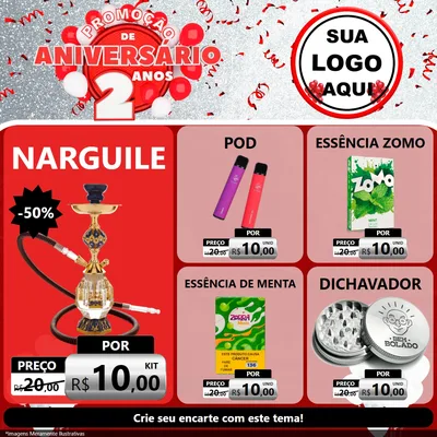 Modelo de Rede Social para Feed Facebook com o tema Promoção de Aniversário - 2 Anos para Tabacaria