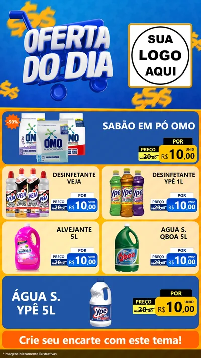 Modelo de TV para TV Vertical com o tema Oferta do Dia para Produtos de Limpeza