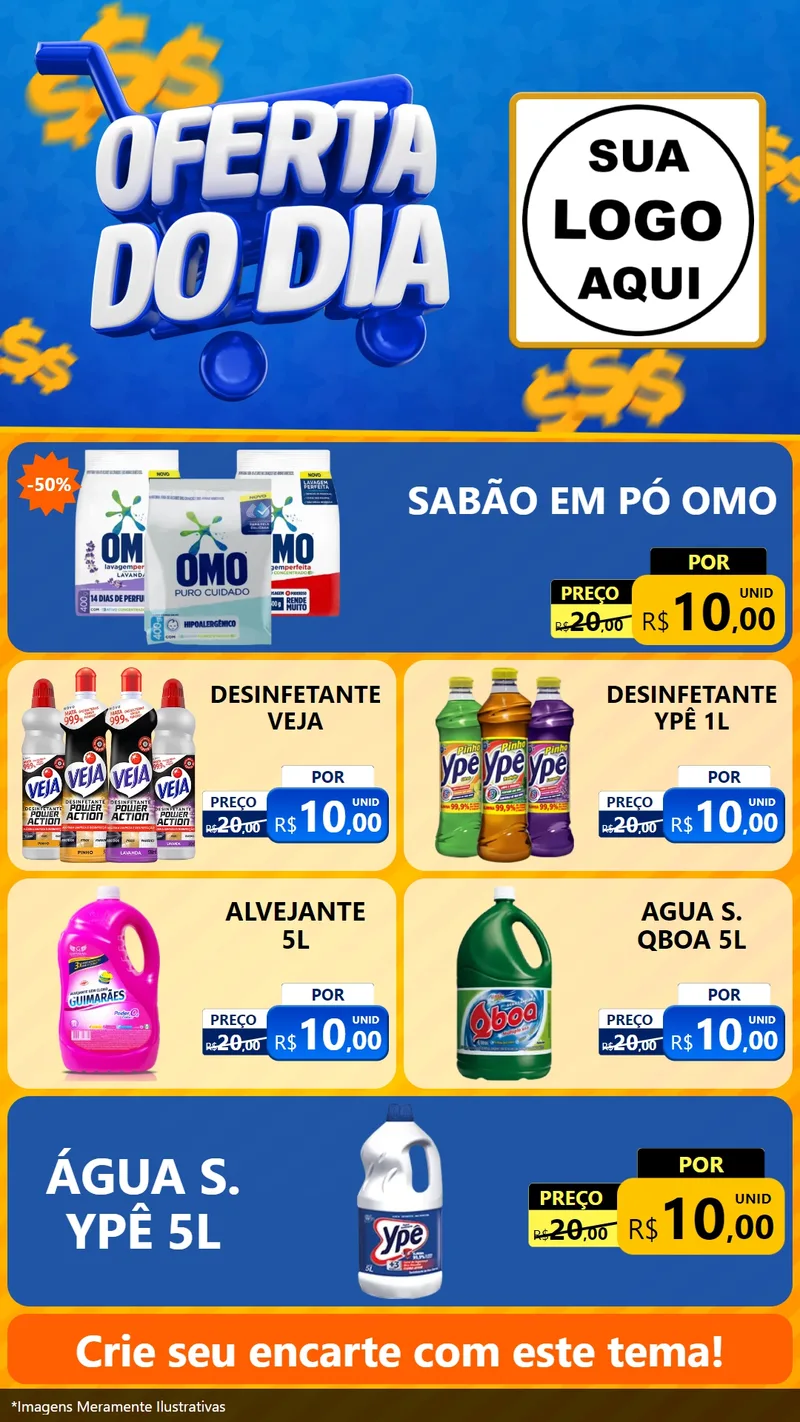Modelo de TV para TV Vertical com o tema Oferta do Dia para Produtos de Limpeza