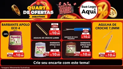 Modelo de TV para TV Horizontal com o tema Quarta de Ofertas Imbatíveis para Armarinho e Aviamentos