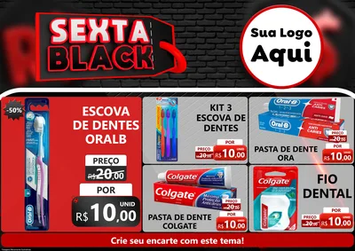 Modelo de Encarte para Encarte A4 Horizontal com o tema Sexta Black para Higiene Pessoal