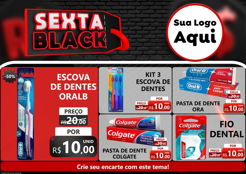Modelo de Encarte para Encarte A4 Horizontal com o tema Sexta Black para Higiene Pessoal