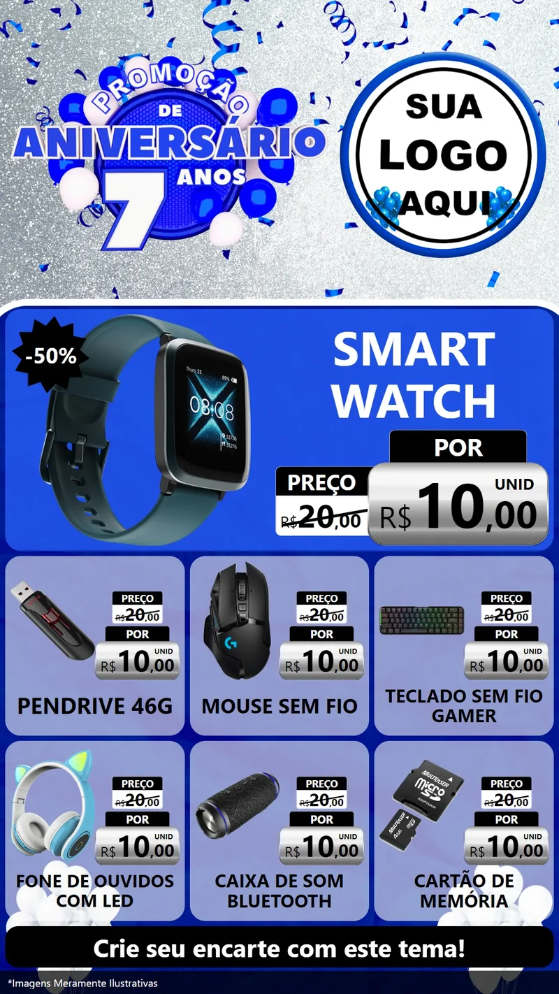 Modelo de Rede Social para Stories com o tema Promoção de Aniversário - 7 Anos para Informática