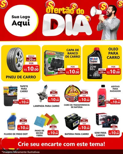 Modelo de Rede Social para Feed Instagram com o tema Ofertão do dia para Auto peças