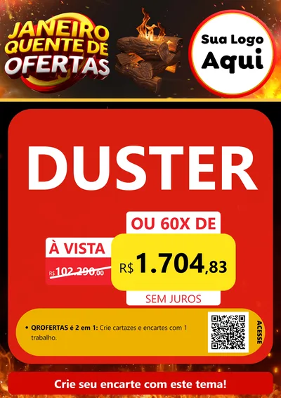 Modelo de Cartaz para Cartaz A4 Vertical com o tema Janeiro Quente de Ofertas para Concessionaria de Carros