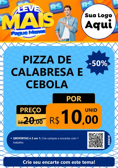 Modelo de Cartaz para Cartaz A4 Vertical com o tema Leve Mais, Pague Menos para Pizzaria