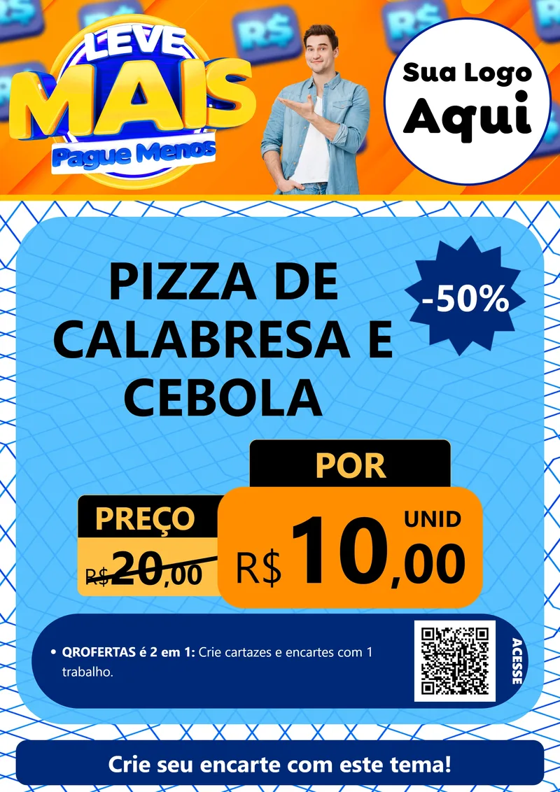 Modelo de Cartaz para Cartaz A4 Vertical com o tema Leve Mais, Pague Menos para Pizzaria