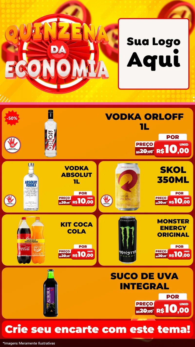 Modelo de TV para TV Vertical com o tema Quinzena Da Economia para Distribuidora de bebidas