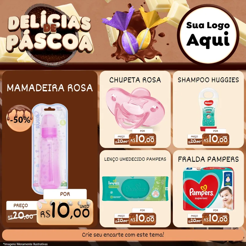 Modelo de Rede Social para Feed Facebook com o tema Delícias de Páscoa para Bebês