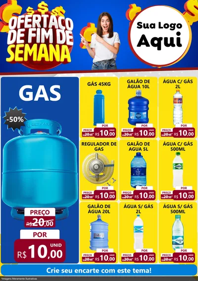 Modelo de Encarte para Encarte A4 Vertical com o tema Ofertaço de Fim de Semana para Água e gás