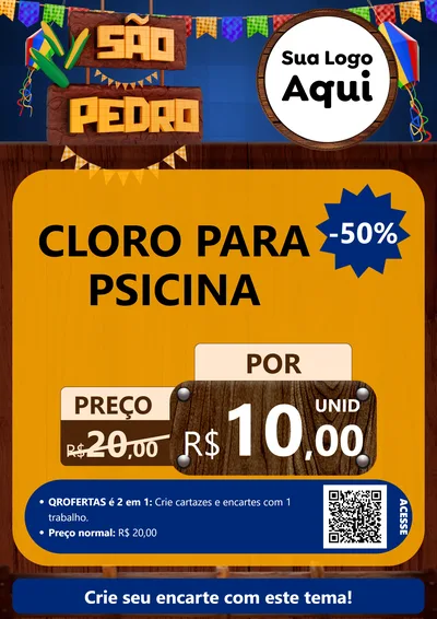 Modelo de Cartaz para Cartaz A4 Vertical com o tema São Pedro para Produtos para Piscina