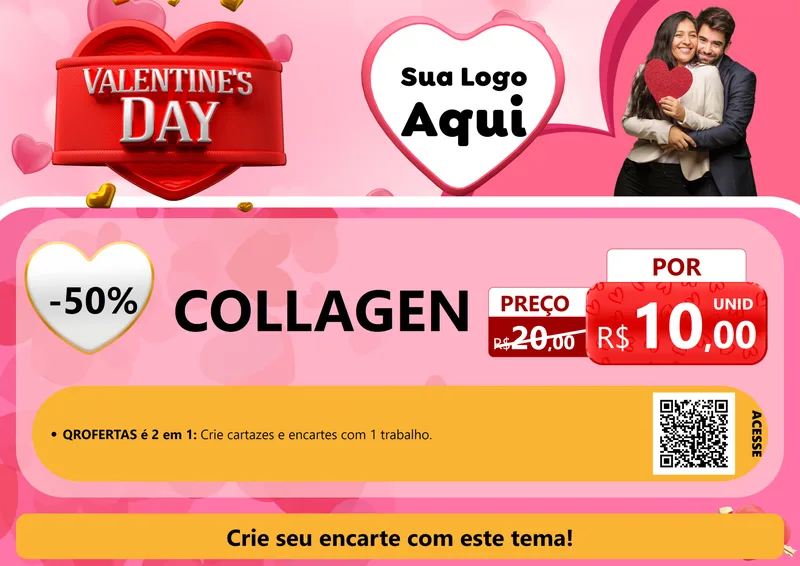 Modelo de Cartaz para Cartaz A4 Horizontal com o tema Valentine's Day para Suplementos alimentares