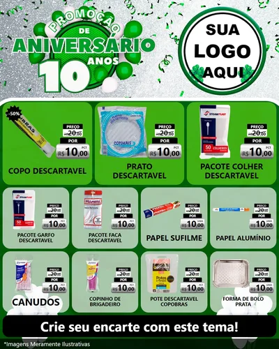 Modelo de Rede Social para Feed Instagram com o tema Promoção de Aniversário - 10 Anos para Embalagens