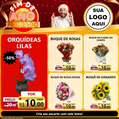 Modelo de Rede Social para Feed Facebook com o tema Fim de Ano Premiado para Floricultura e jardim