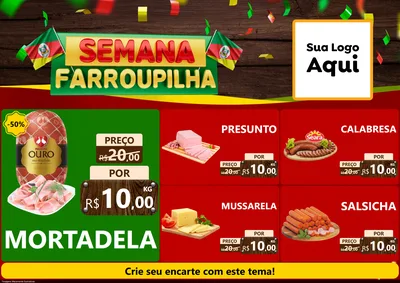 Modelo de Encarte para Encarte A4 Horizontal com o tema Semana Farroupilha para Frios e Laticínios