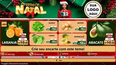Modelo de TV para TV Horizontal com o tema Ofertas de Natal para Hortifrúti