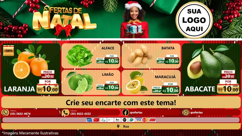 Modelo de TV para TV Horizontal com o tema Ofertas de Natal para Hortifrúti