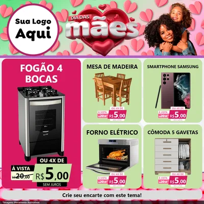 Modelo de Rede Social para Feed Facebook com o tema Dia das Mães para Móveis e Eletro