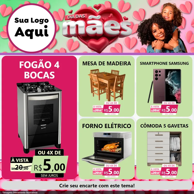 Modelo de Rede Social para Feed Facebook com o tema Dia das Mães para Móveis e Eletro