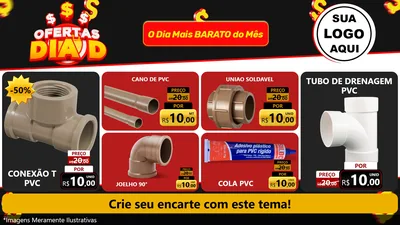 Modelo de TV para TV Horizontal com o tema Ofertas Dia D para Tubos e conexões